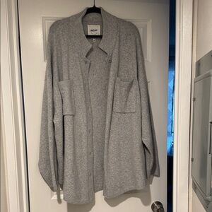 aerie Light Gray Relaxed Button Cardigan